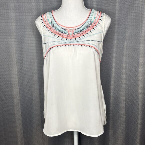 Miami Medium Sheer White And Peach Tank Top - Picture 1 of 7